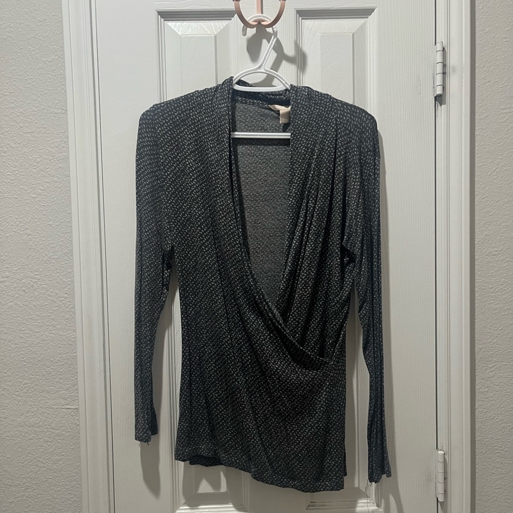 Banana Republic Black and Gray Patterned Top